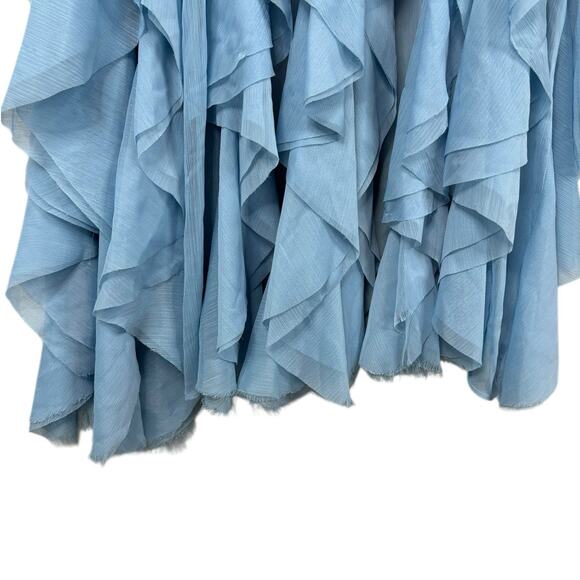 Alice + Olivia Holly Asymmetric Maxi Dress Tiered Ruffle Party Cocktail Blue 6 - Picture 8 of 14